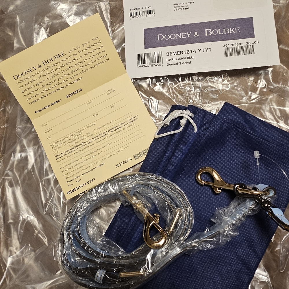 Dooney & Bourke Carribean  Blue Large Domed Satchel  Handbag - Picture 5 of 9